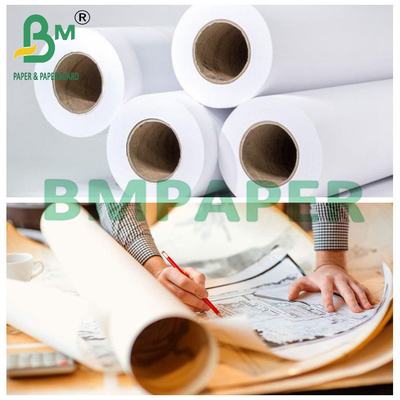 चमकदार सफेद प्लॉटर बॉन्ड पेपर के लिए सीएडी प्रिंटिंग 36 "x 150ft 20LB पर 2" कोर